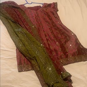 Gorgeous pure silk sequin embroidered Indian suit